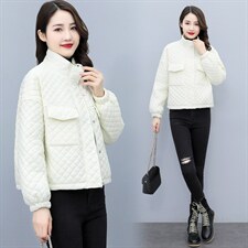 chic菱格棉服女2021年冬季新款棉衣棉袄ins潮韩版宽松短款，女装棉衣/棉服，笃写