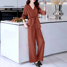 高端职业套装女春秋2025新款高级感通勤气质时尚洋气阔腿裤两件套，女装套装/套裙，卡杰菲