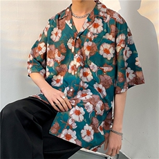 夏季五分袖潮牌宽松垂感面料男式痞帅衬衫男百搭防晒服外套夹克，男装衬衫，星座301D-5(原星座1415）
