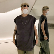 C463-P32夏季新款个性宽松无袖T恤高街潮牌嘻哈运动背心男现货，男装背心/马甲，星座512-6