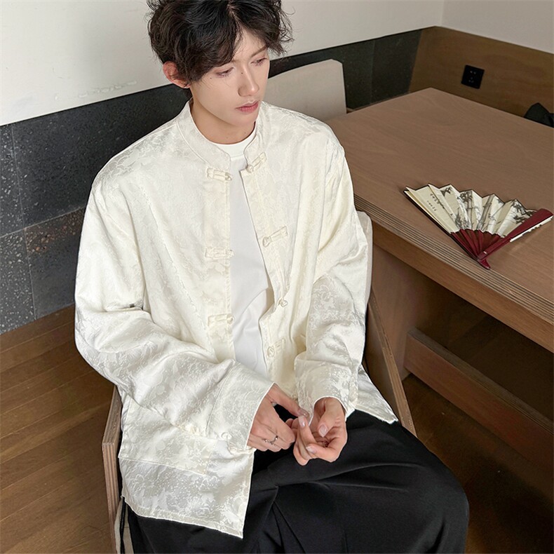 秋冬新款现货男新中式立领盘扣蝴蝶衬衫KS511-P80控98,男装衬衫,电商A021