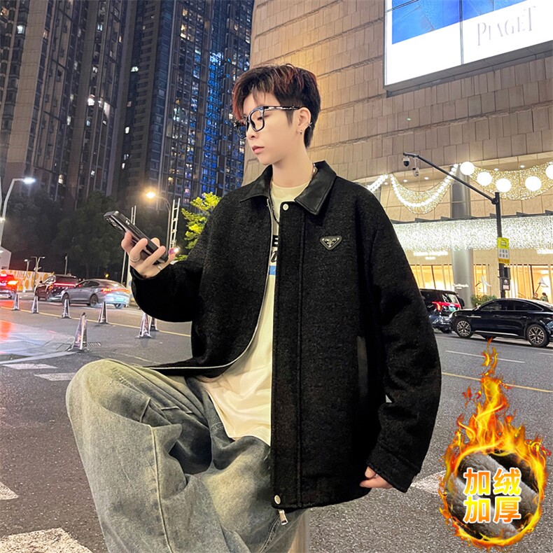 秋冬季男高档翻领夹克男加绒加厚保暖休闲外套痞帅上衣V202-P105,男装夹克,星座509