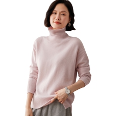 秋冬新款洋气时尚百搭显瘦女款高领35%山羊绒衫，女装羊绒衫，艾巧羊绒