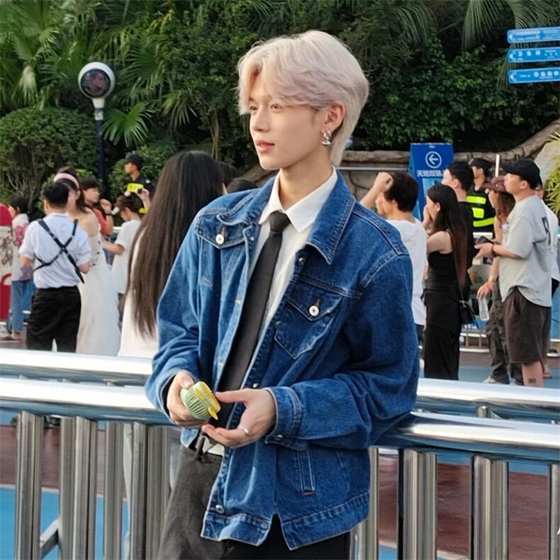 不规则长度裁剪垫肩牛仔夹克外套1191-P70,男装夹克,星座910-5