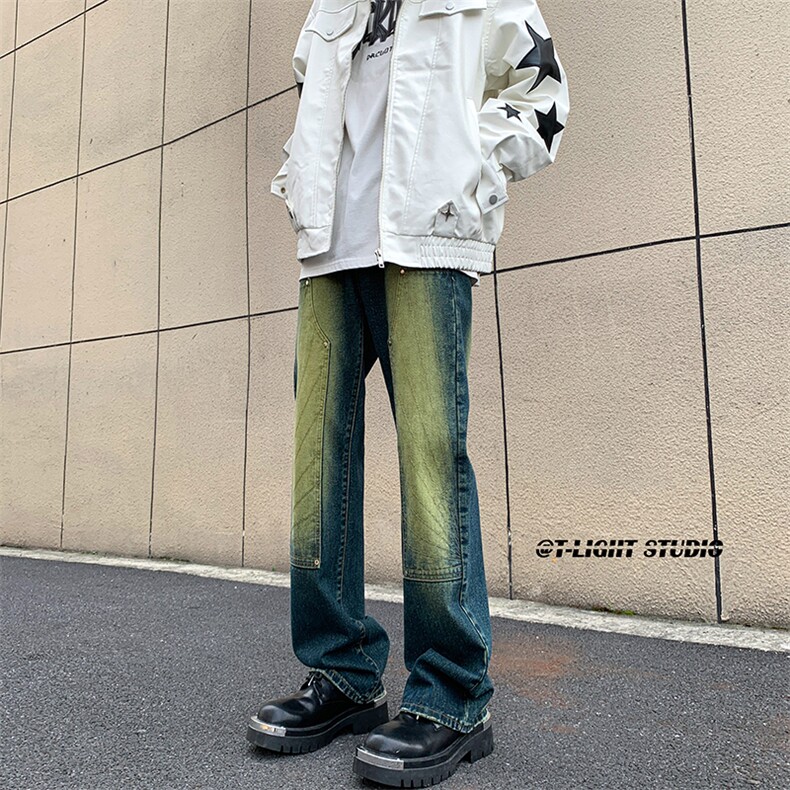 B221美式ins高街暗黑小众铆钉伐木裤牛仔裤LK23145-P65控88,男装牛仔裤,电商B221
