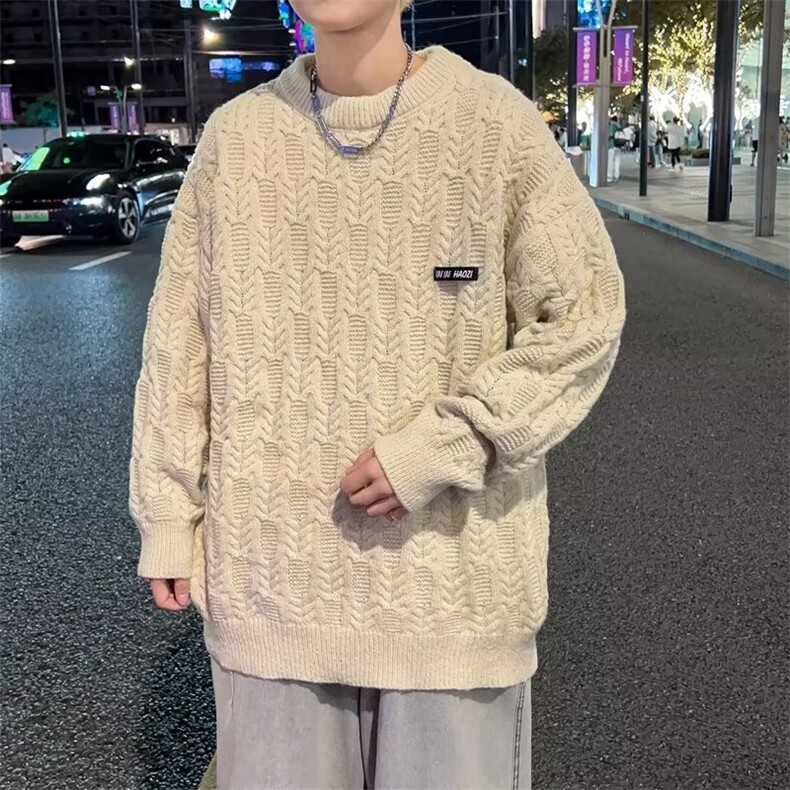 秋冬潮牌圆领套头毛衣男日系复古宽松设计感小众针织衫MY023-P45,男装针织衫/毛衣,星座1109-3