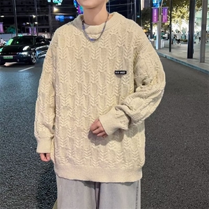 秋冬潮牌圆领套头毛衣男日系复古宽松设计感小众针织衫MY023-P45图片