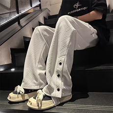 休闲裤男韩版潮流暗纹高街帅裤脚开衩2023春夏季ins长裤K3516-P42，男装休闲裤，星座412