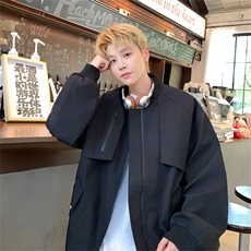 电商DSA028-JK2408100聚酯新款纯色潮流港风飞行服夹克男，男装夹克，电商A028