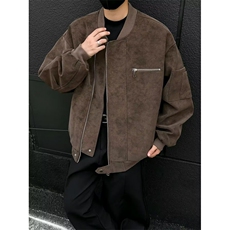 秋冬新款开衫夹克美式复古休闲慵懒风男纯色外套jk113p68，男装夹克，电商D315