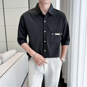 2025春季新款衬衫 男士轻奢冰丝垂感短袖半袖衬衣上衣901-C38P58图片