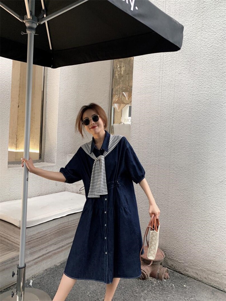 有披肩牛仔连衣裙，女装连衣裙，肆尔