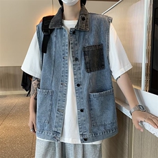 牛仔马甲男韩版潮拼色口袋个性2023秋季新款ins宽松外套W4951-P50，男装背心/马甲，星座412-2