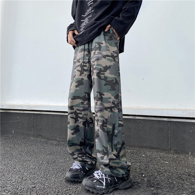 抖音品质秋季新款潮流迷彩拉链宽松冲锋裤B315-K24325-特p35控68,男装休闲裤,电商B315