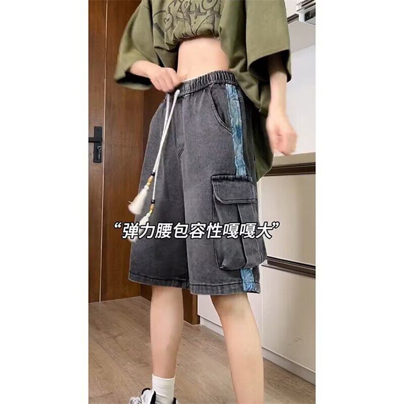 新中式工装牛仔短裤男款夏季风拼接中裤痞帅休闲五分裤N1152,男装牛仔裤,星座1116A（原606A-3）