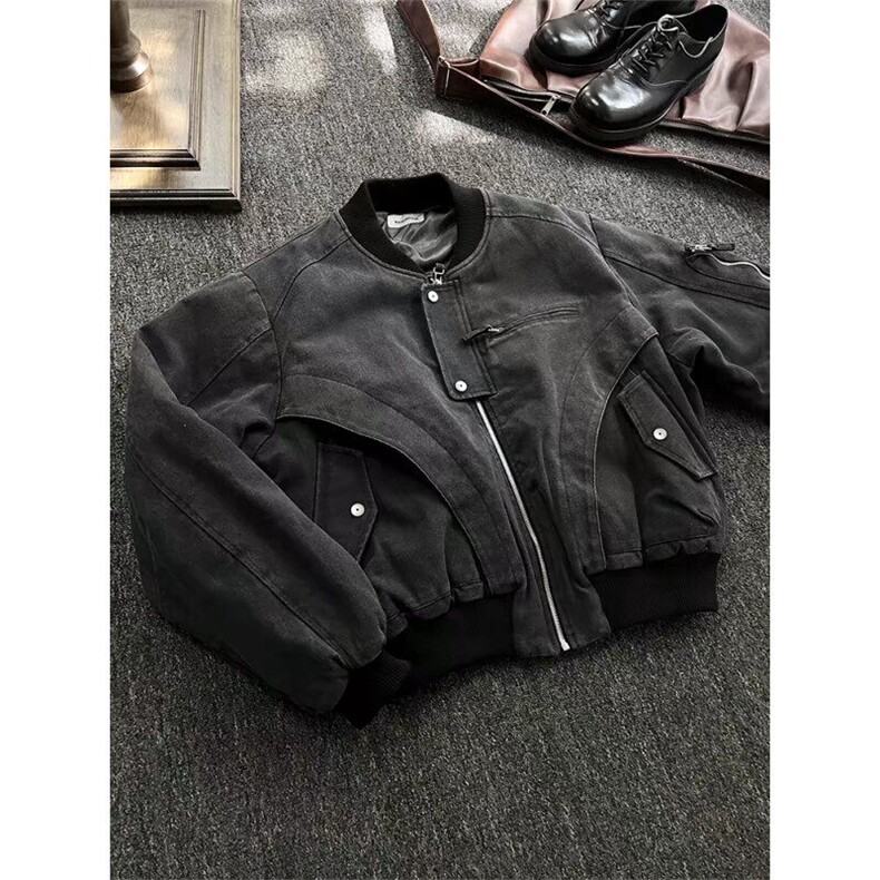 水洗工装牛仔帆布外套男款短宽vibe风BOMBER夹克310A-4-3626-P103图片