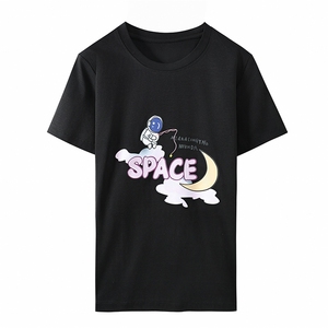 烫画太空月亮工艺小众个性舒适棉T图片