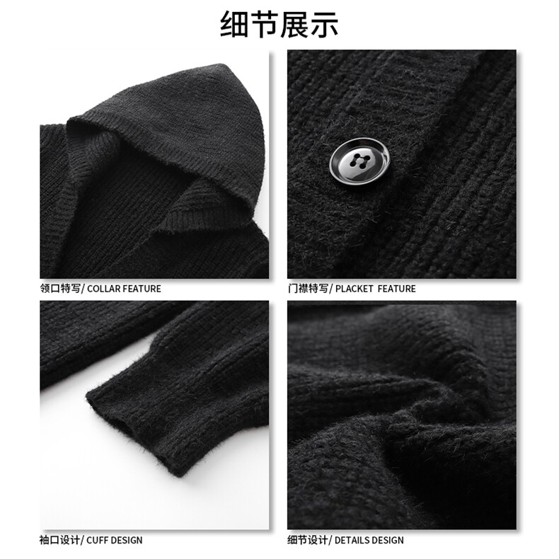 百搭学院风外套慵懒开衫连帽毛衣美式复古针织衫上衣HY617TP65,男装针织衫/毛衣,电商A102B