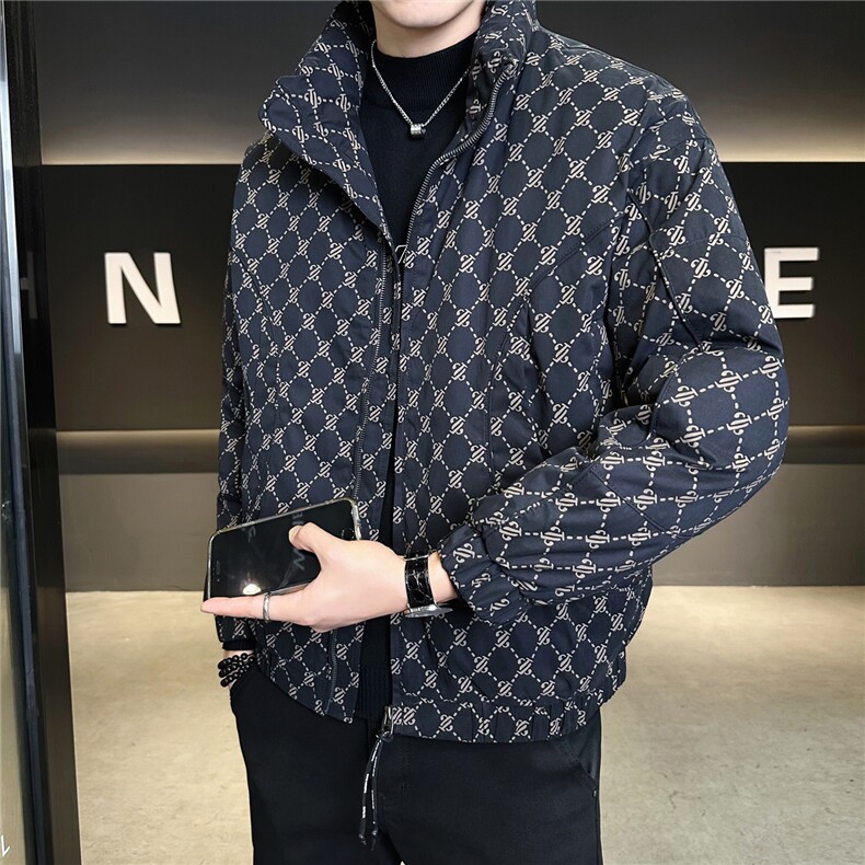 0329-M-2XL-P205标50绒店主风冬立领满印特殊面料棉感羽绒服男,男装羽绒服,电商B255