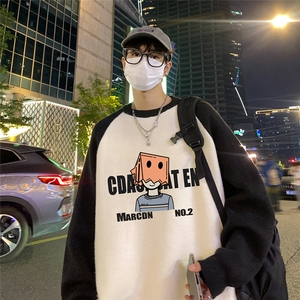 特批港风夜景高密度高克重撞色插肩袖圆领毛衣M61007 P55控88图片