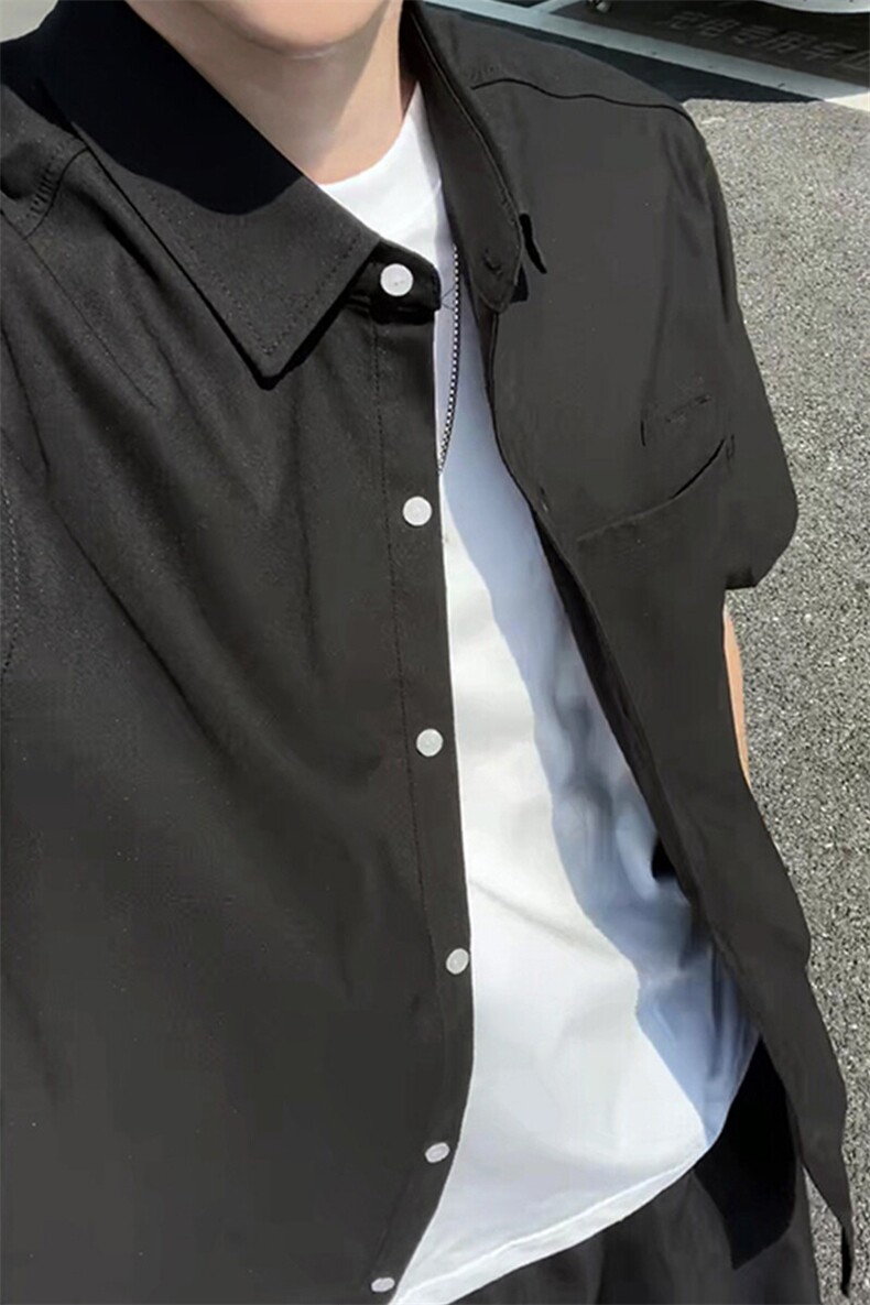 轻奢港风男版纯色轻薄短袖衬衫男女夏季宽松大码DC2248-特价P35,男装衬衫,电商A007