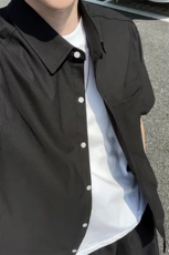 轻奢港风男版纯色轻薄短袖衬衫男女夏季宽松大码DC2248-特价P35，男装衬衫，电商A007