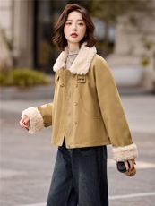 短款羽绒服女2025冬新款高级感巨好看宽松洋气拼毛加厚派克服外套，女装羽绒服，冬木谷雨