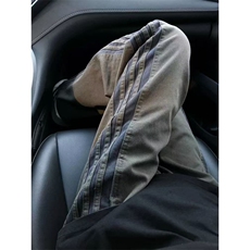 军绿色三条杠条纹裤子男秋冬加绒速干直筒工装裤美式运动休闲长裤，男装工装外套，四季星座505