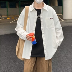 春秋季新款纯色长袖衬衫男潮流宽松男装上衣服休闲CS024-P40，男装衬衫，星座308B-1