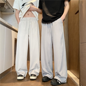 夏季新款潮流纯色百搭透气宽松冰丝休闲裤B315-K25744-特p30控58图片