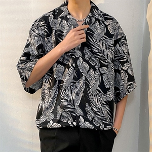 2025夏款轻薄凉感免烫花衬衫高街男复古碎花短袖CS1312-A062-P35图片