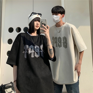 情侣装2026夏装麂皮绒短袖T恤宽松青少年男女装夏季半袖S192-P28图片