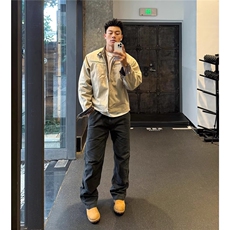 网图现货美式宽松复古立领撞色全棉水洗帆布夹克男JK8569/P80，男装夹克，星座205-3