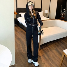 女春季新款气质连帽卫衣直筒裤两件套，女装套装/套裙，江南