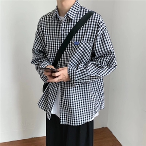 男春夏新款休闲长袖格子衬衣XC176P32图片