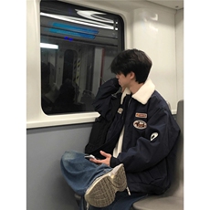 【档口现货】DJM801-批75羊羔绒翻领棉服男冬季加绒加厚慵懒外套，男装棉衣，星座603-2