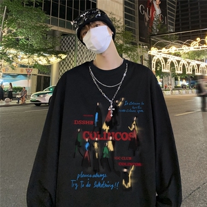 特批港风夜景秋款宽松个性链条长袖圆领T恤 TPCT011 P40图片