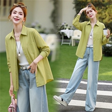 衬衫女春秋单件百搭纯色，女装衬衫，芙芮