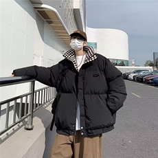 2025秋冬新款棋盘格棉衣外套复古港风宽松面包服棉服M9903，男装棉衣，星座1108