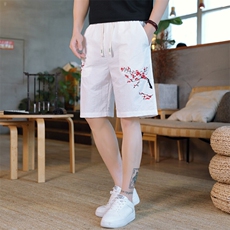 风大刺绣短裤男中式休闲百搭五分裤沙滩裤XZ310B-3-DK1901-P27，男装牛仔裤，星座310B-3