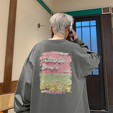 已注册港风纯棉260克高街抖音直播得物品质长袖T恤打底衫T4256P30，男装T恤，电商C408(原B339-1)