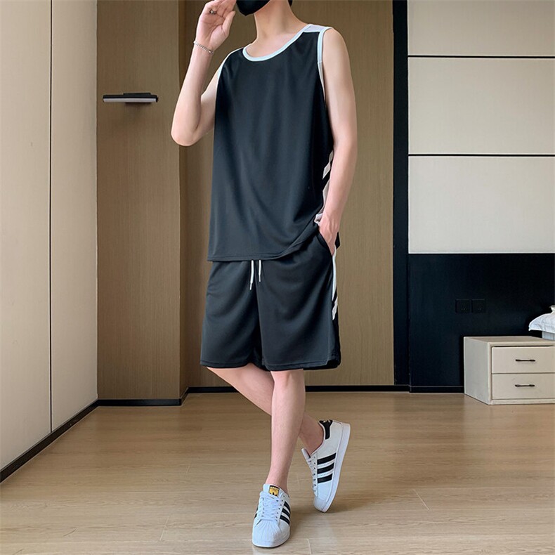 TZ148-P50冰丝拼色青少年背心短裤套装男生运动篮球学生无袖衫,男装牛仔裤,星座507A（原星座306B-2）