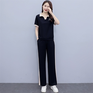 【现货当天发货】妈妈夏装运动服套装新款女休闲t恤减龄两件套图片