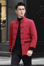 继续中老年羽绒服唐装外套男士复古风羽绒服外套中式唐装，男装羽绒服，钱塘723