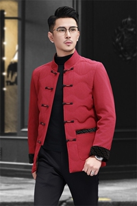 继续中老年羽绒服唐装外套男士复古风羽绒服外套中式唐装图片