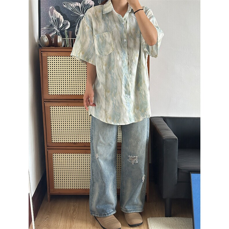 2025夏季新款港风夏威夷冰丝沙滩衬衫印花短袖CS309-P30,男装T恤,星座301C-5