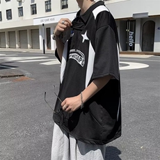 美式复古POLO衫短袖男夏季重磅翻领oversize潮情侣赛车服PA13-P32，男装Polo衫，星座1008