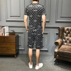 2021夏季新款小蜜蜂T恤短裤男套装大码钱塘3029-9005真模，男装套装，钱塘6006(原3029)