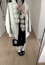 原价548.99!【依嘟】冬季新款韩版气质百搭真狐狸毛围脖，女装双面呢大衣，依嘟服饰
