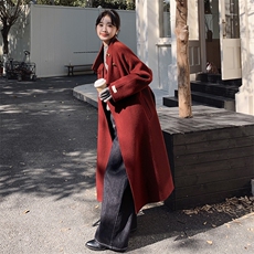 双旦安可拉红2024双面羊毛大衣2C212-G21-P325-K428，女装毛呢外套，2C212